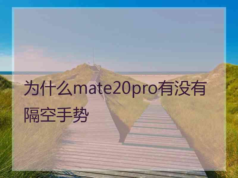 为什么mate20pro有没有隔空手势