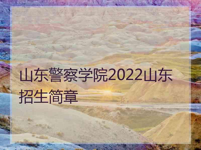 山东警察学院2022山东招生简章