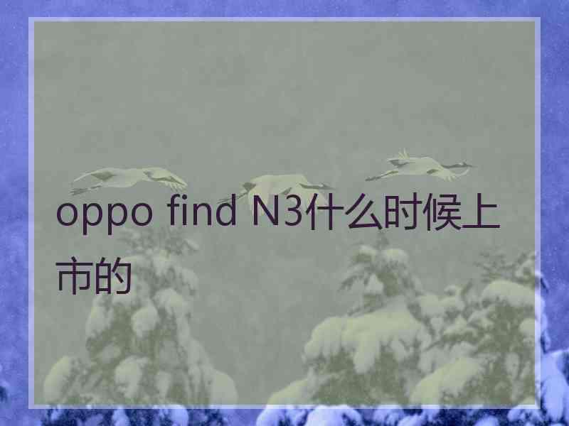 oppo find N3什么时候上市的