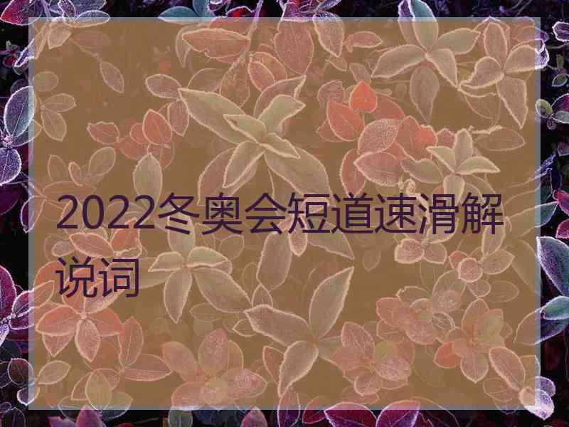 2022冬奥会短道速滑解说词