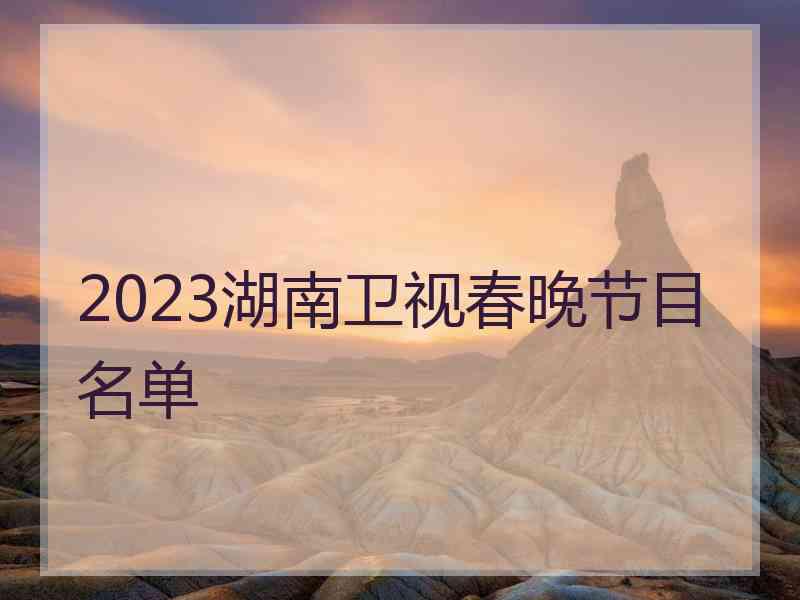 2023湖南卫视春晚节目名单