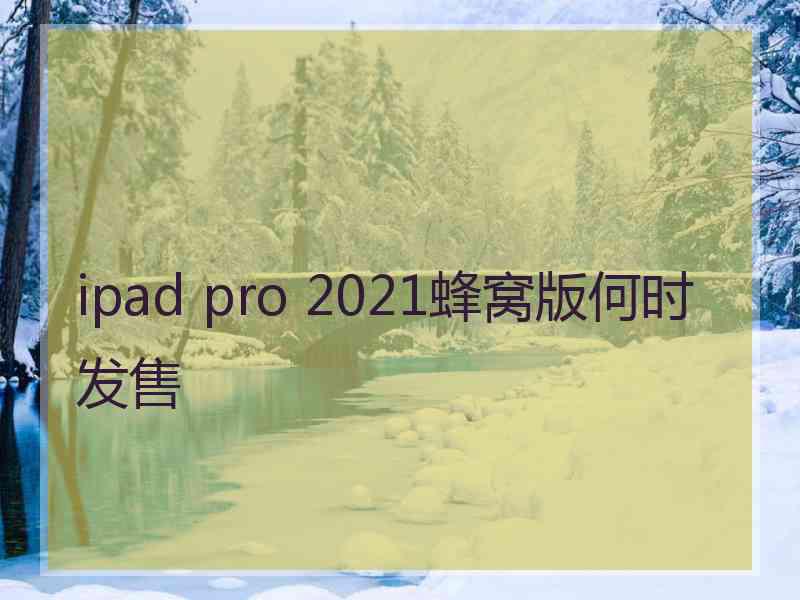 ipad pro 2021蜂窝版何时发售