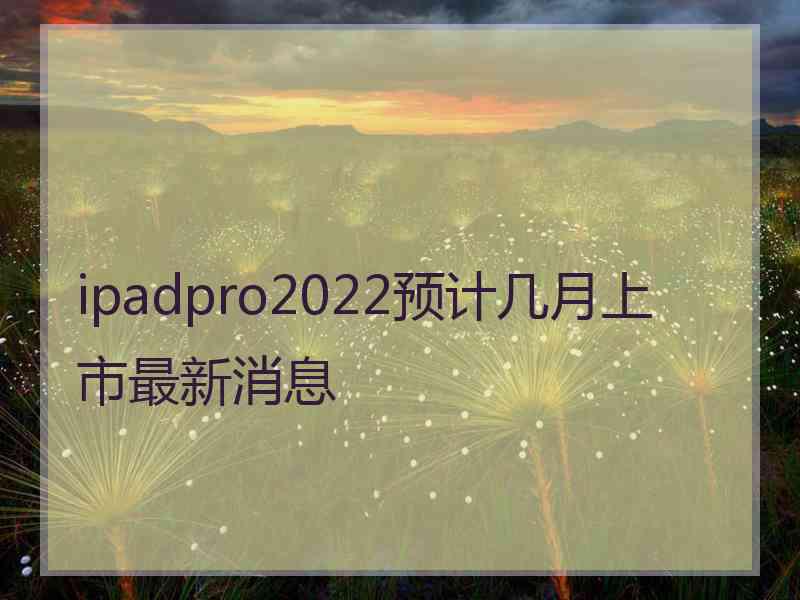 ipadpro2022预计几月上市最新消息