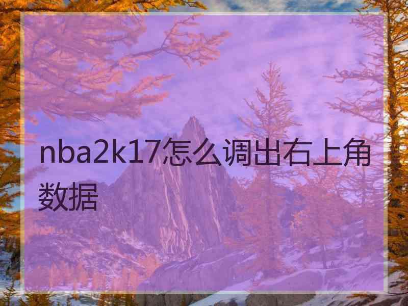 nba2k17怎么调出右上角数据