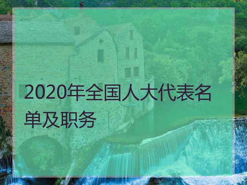 2020年全国人大代表名单及职务