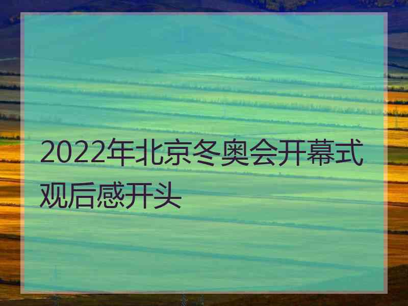 2022年北京冬奥会开幕式观后感开头