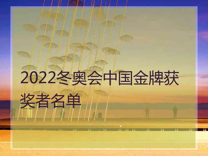 2022冬奥会中国金牌获奖者名单