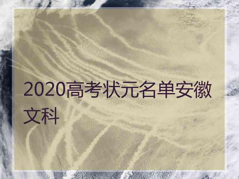 2020高考状元名单安徽文科