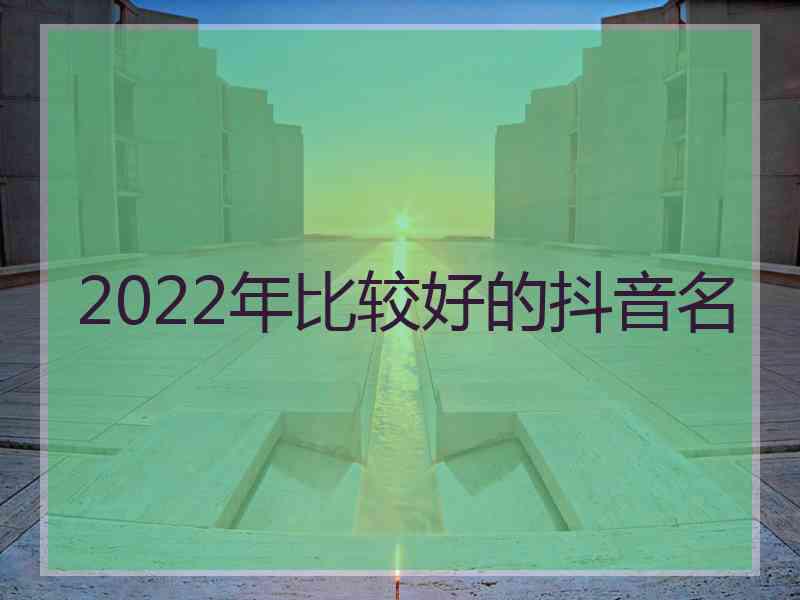 2022年比较好的抖音名