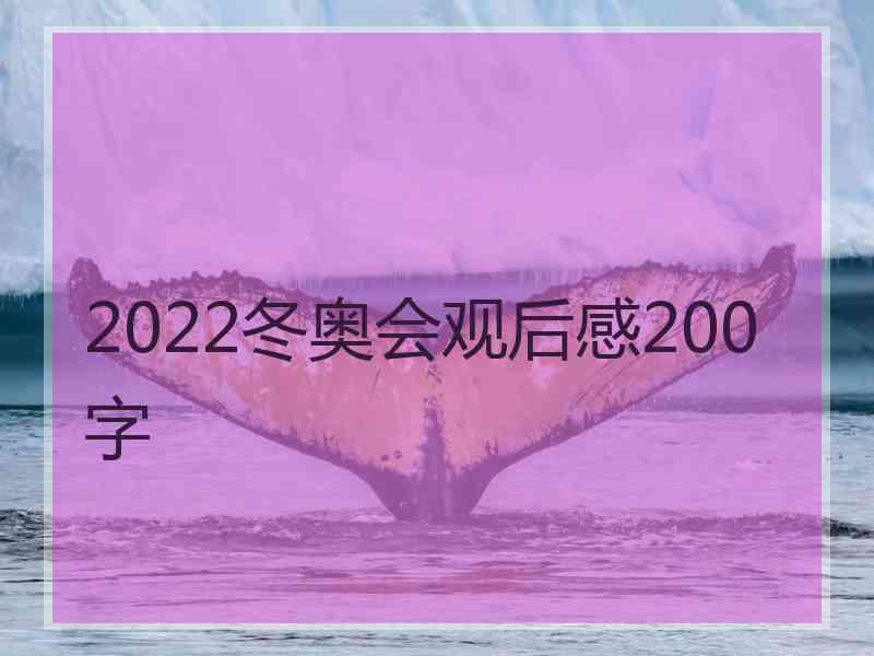 2022冬奥会观后感200字