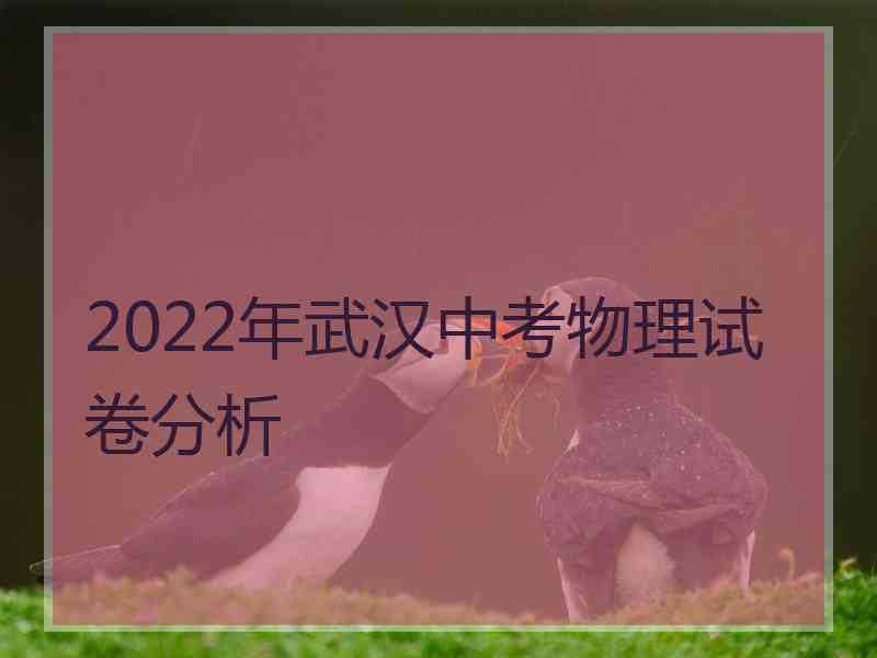 2022年武汉中考物理试卷分析