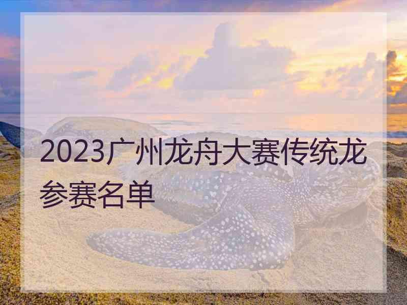 2023广州龙舟大赛传统龙参赛名单