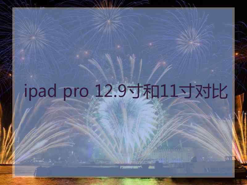 ipad pro 12.9寸和11寸对比