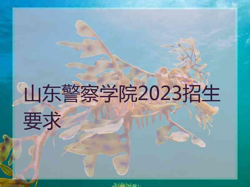 山东警察学院2023招生要求