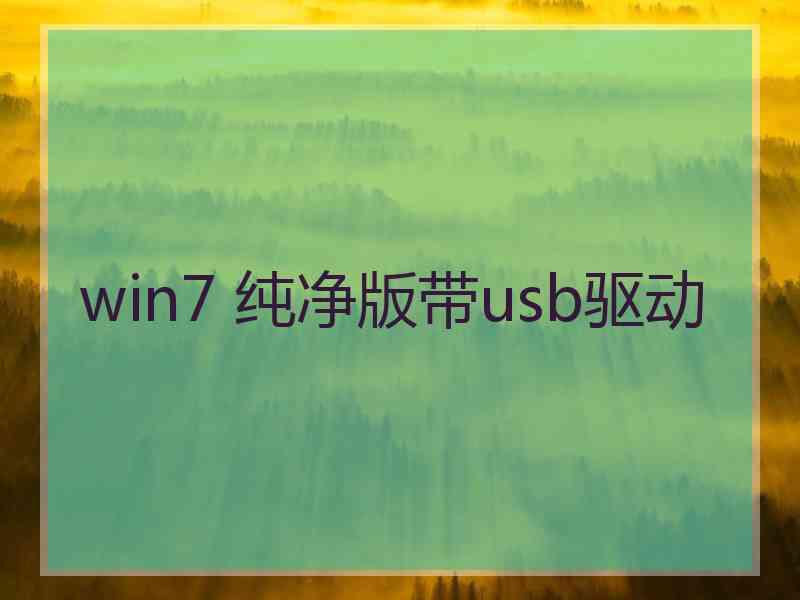 win7 纯净版带usb驱动