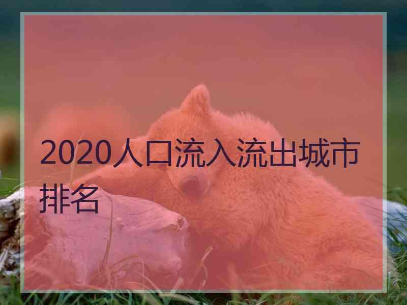 2020人口流入流出城市排名