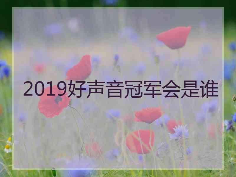 2019好声音冠军会是谁