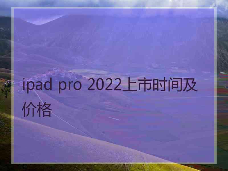 ipad pro 2022上市时间及价格