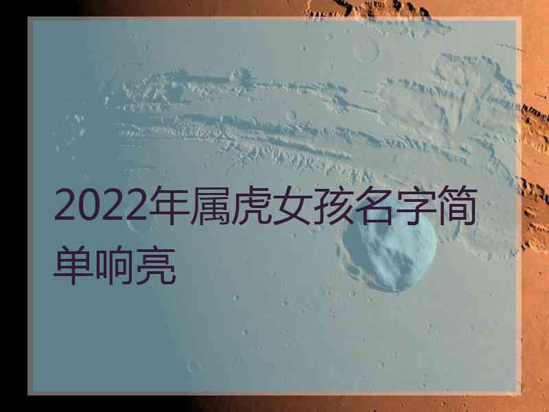 2022年属虎女孩名字简单响亮