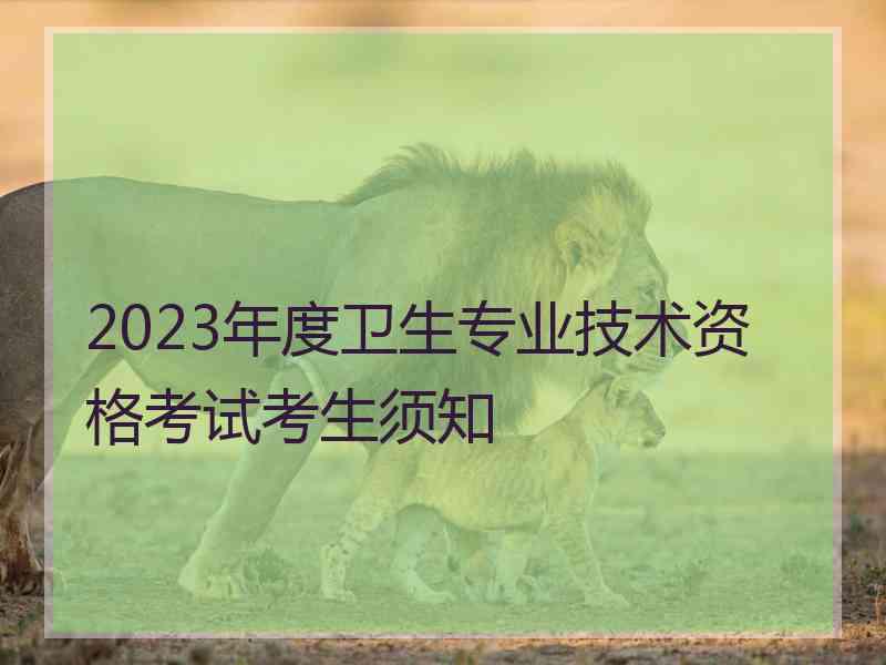 2023年度卫生专业技术资格考试考生须知