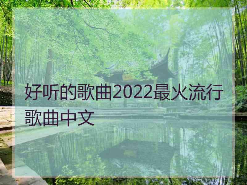 好听的歌曲2022最火流行歌曲中文