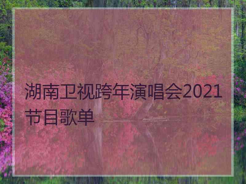 湖南卫视跨年演唱会2021节目歌单