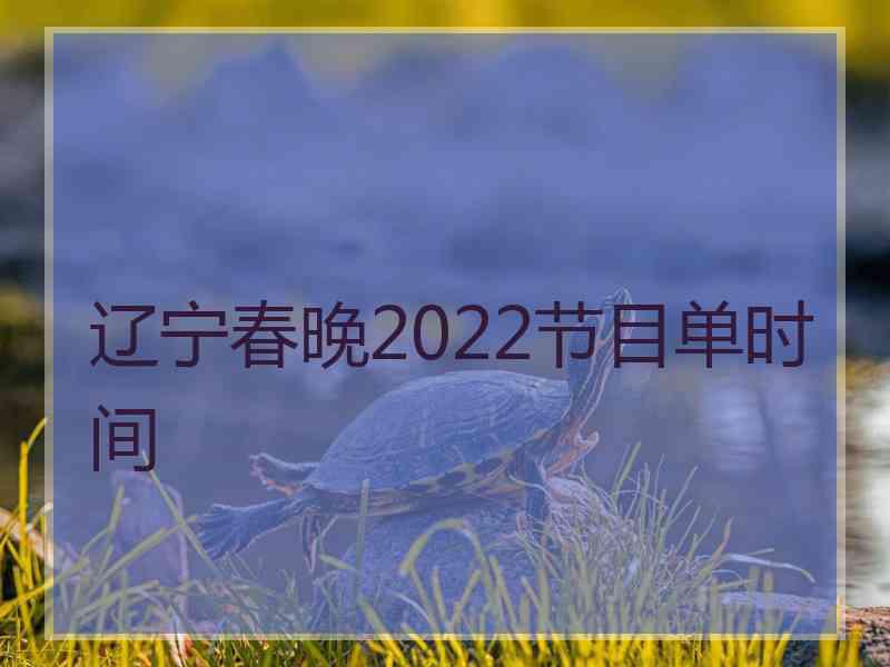 辽宁春晚2022节目单时间