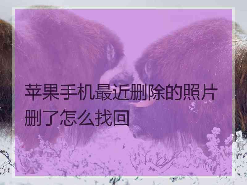 苹果手机最近删除的照片删了怎么找回