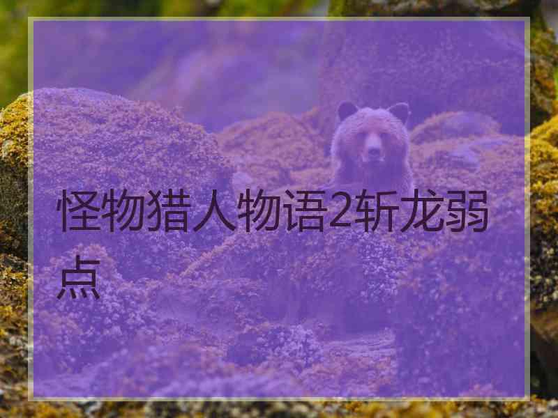 怪物猎人物语2斩龙弱点