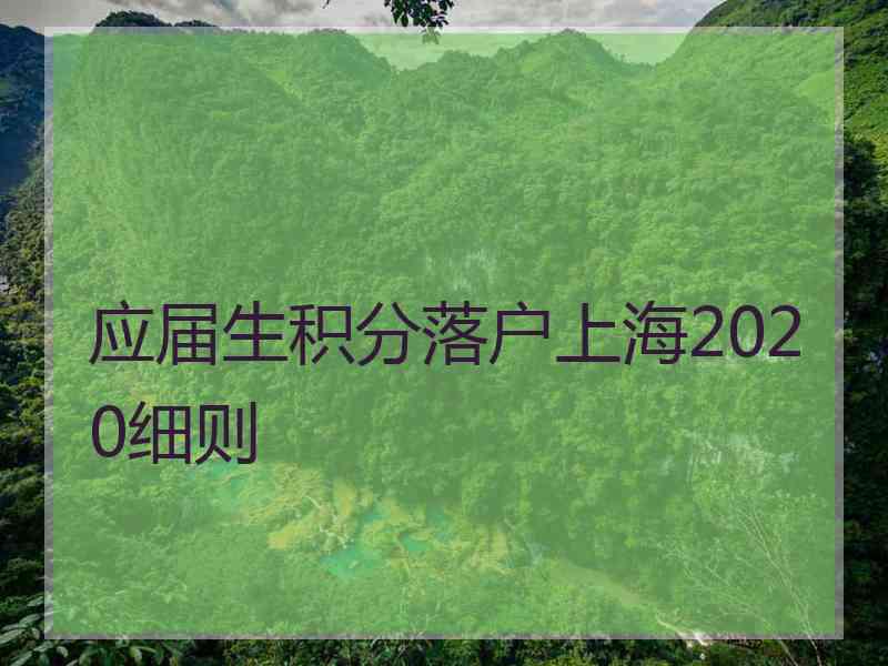 应届生积分落户上海2020细则