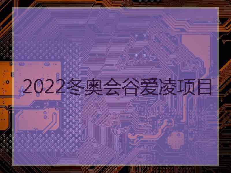 2022冬奥会谷爱凌项目