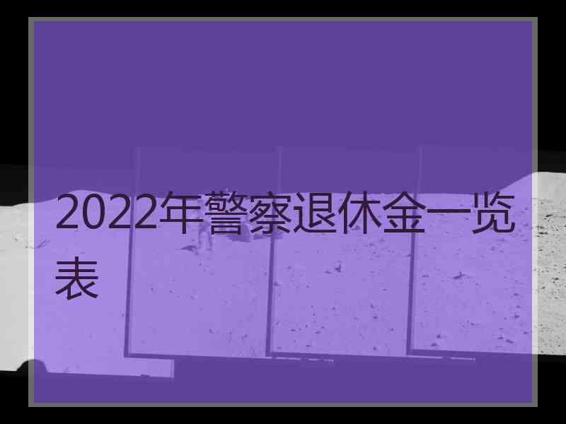 2022年警察退休金一览表