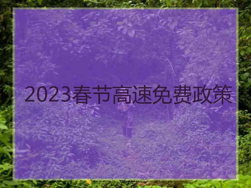 2023春节高速免费政策