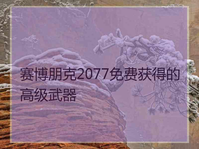 赛博朋克2077免费获得的高级武器