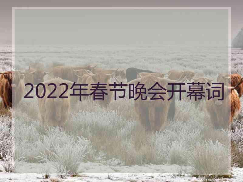 2022年春节晚会开幕词