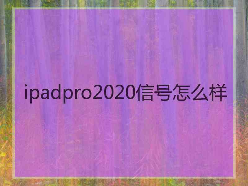 ipadpro2020信号怎么样