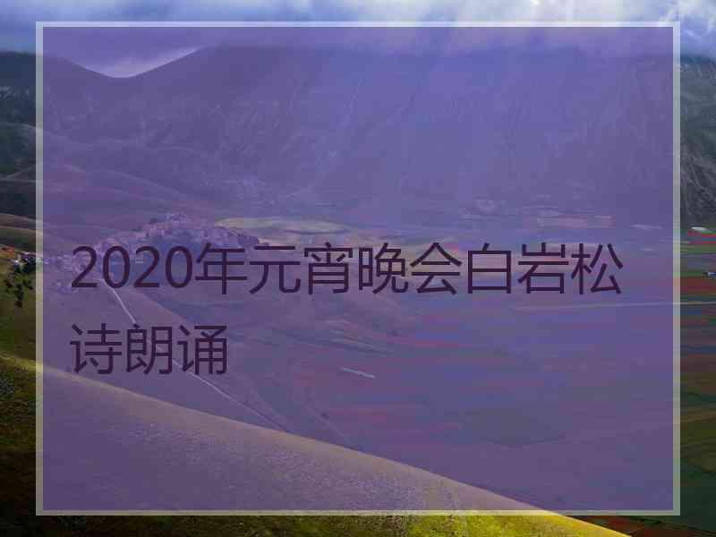 2020年元宵晚会白岩松诗朗诵