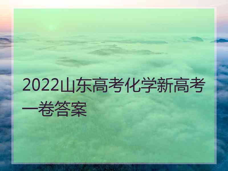 2022山东高考化学新高考一卷答案