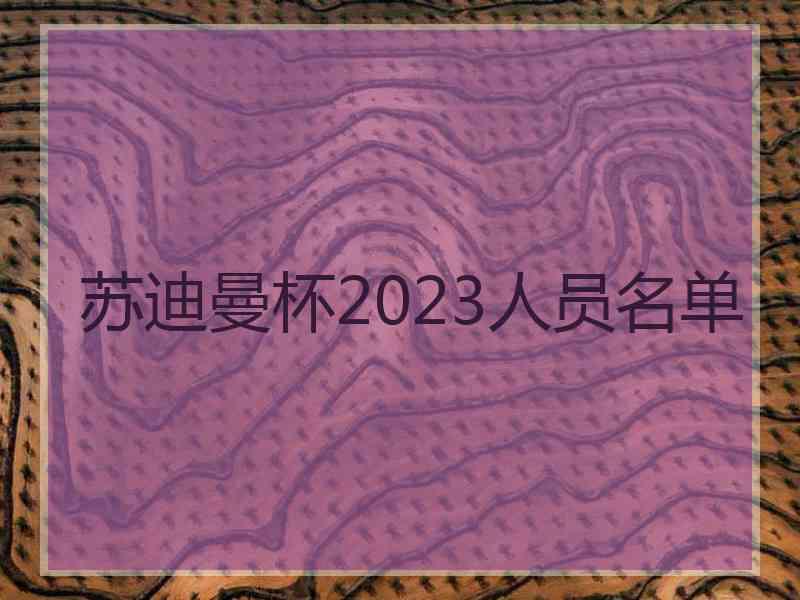 苏迪曼杯2023人员名单