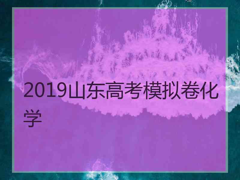 2019山东高考模拟卷化学