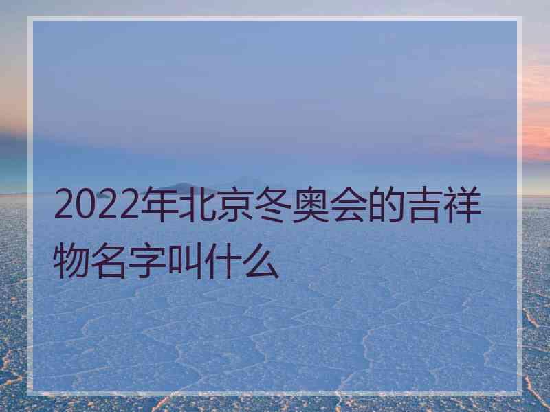 2022年北京冬奥会的吉祥物名字叫什么