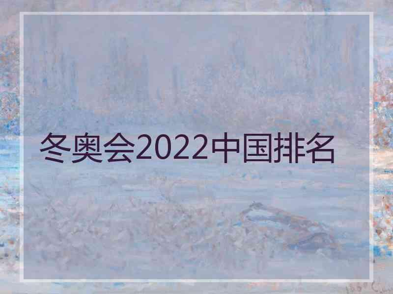 冬奥会2022中国排名