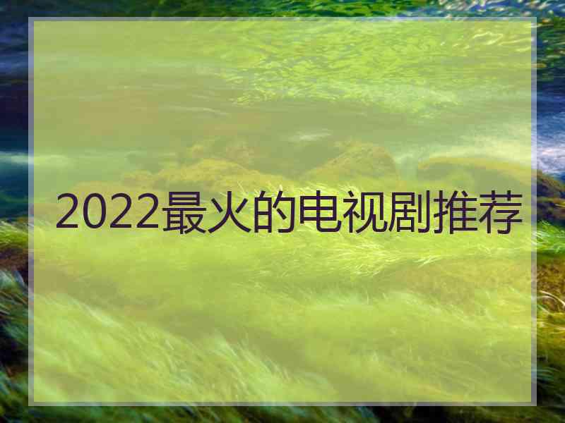 2022最火的电视剧推荐