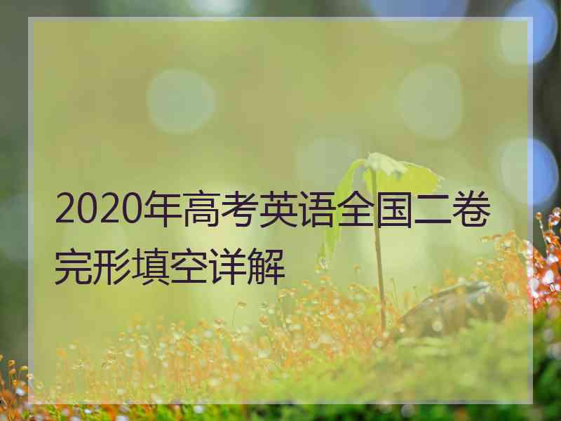 2020年高考英语全国二卷完形填空详解