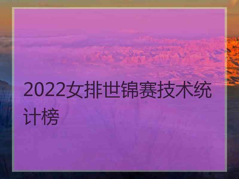 2022女排世锦赛技术统计榜