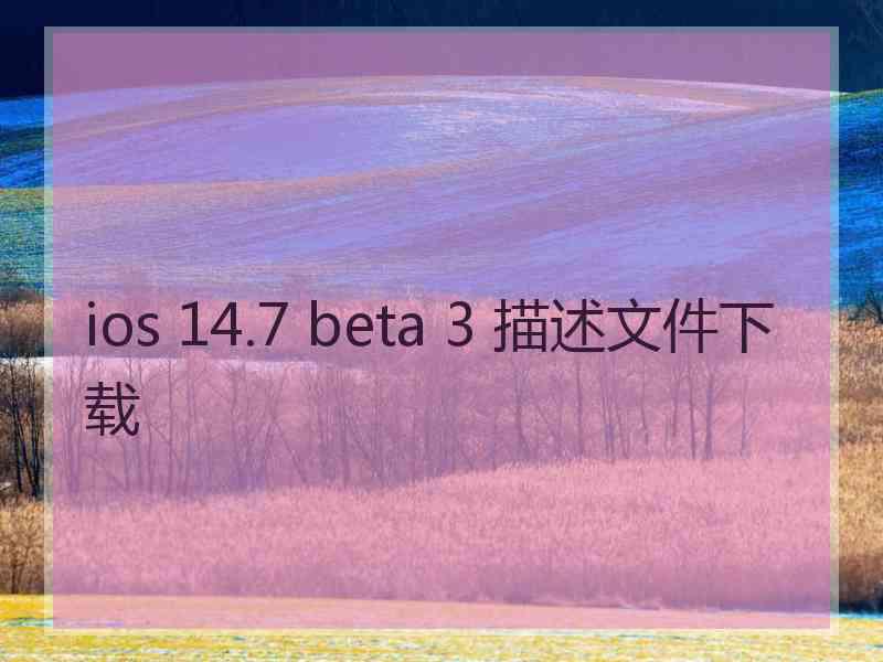 ios 14.7 beta 3 描述文件下载