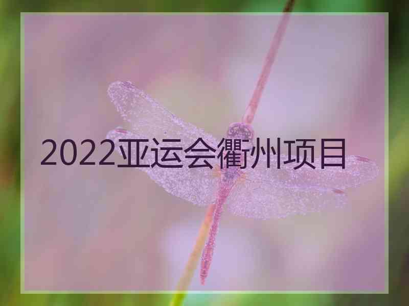 2022亚运会衢州项目