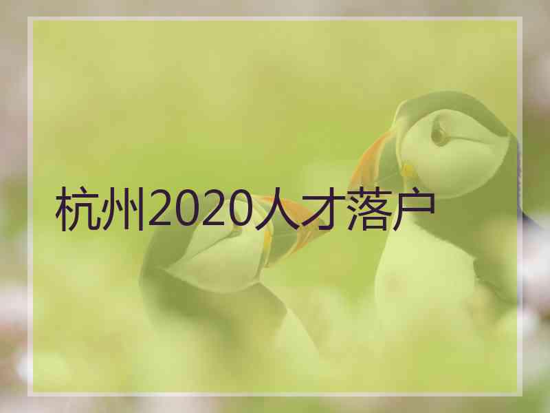 杭州2020人才落户