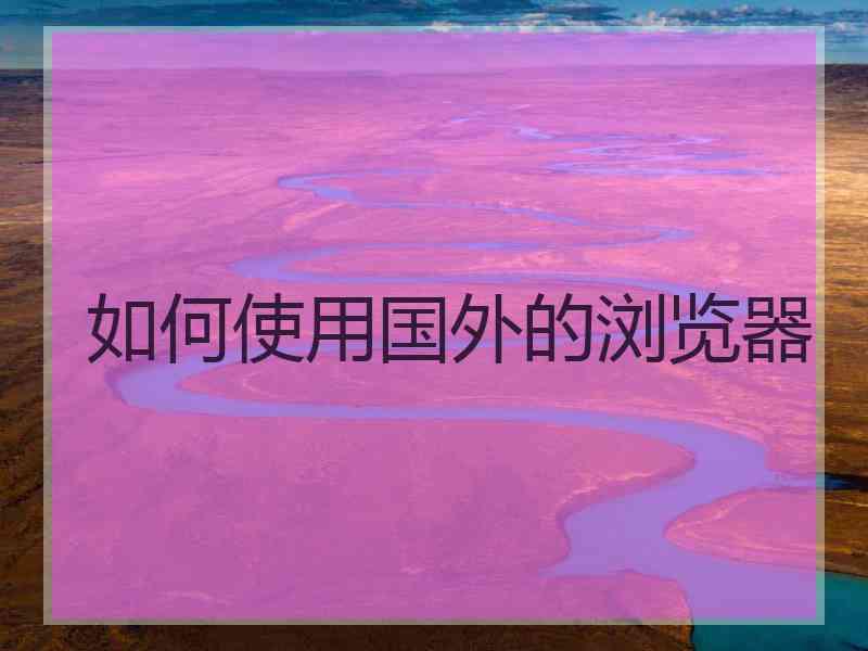 如何使用国外的浏览器