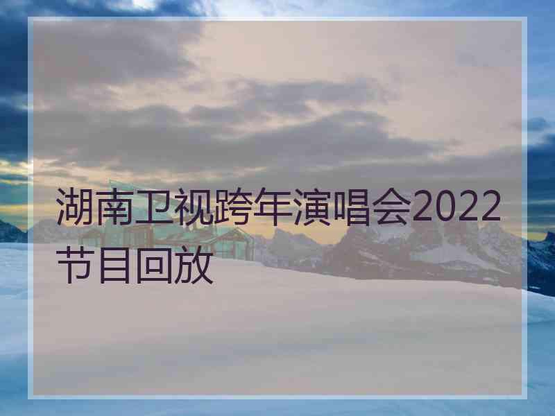 湖南卫视跨年演唱会2022节目回放